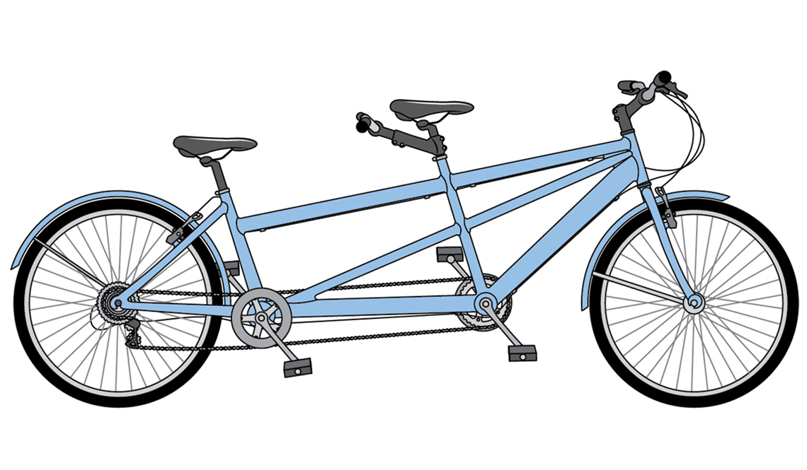 Illustration of a front-to-back tandem bicycle